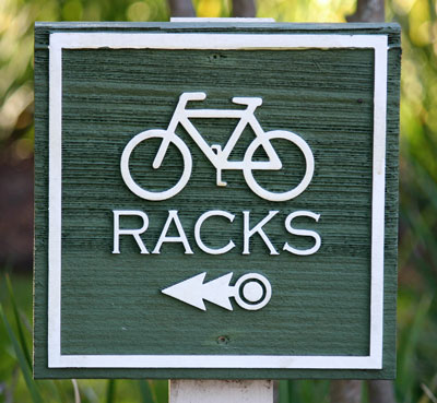 bike racks sandblasted sign
